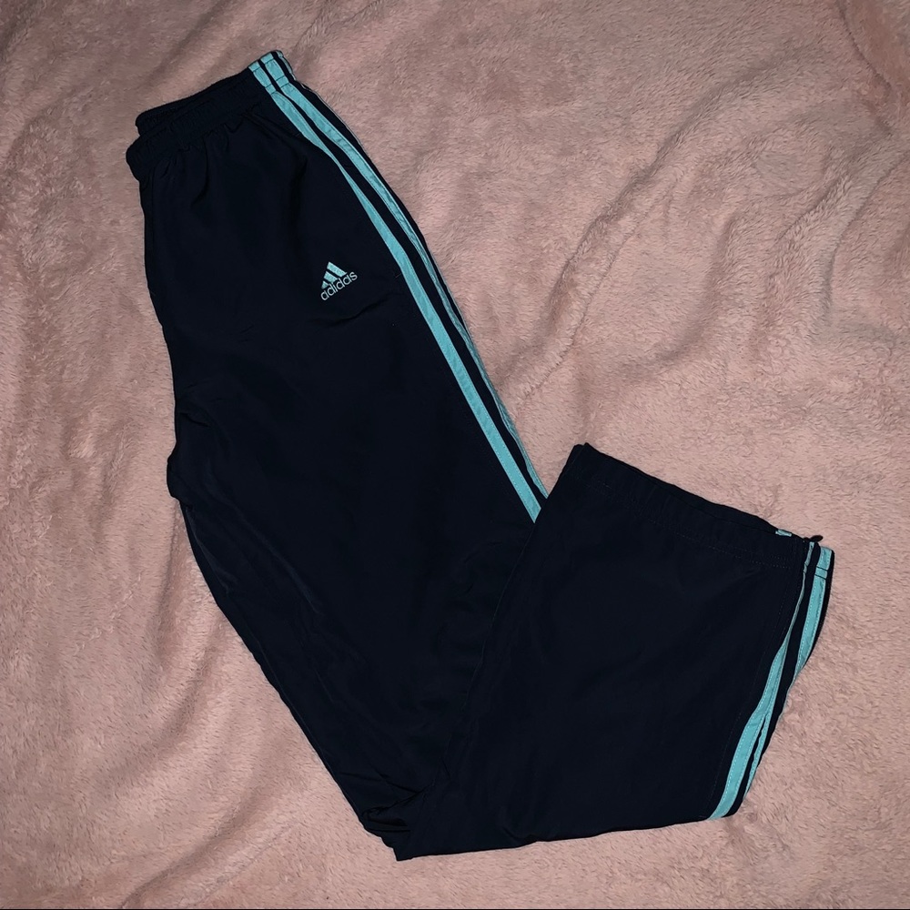 Adidas Blue and Black Striped Pants